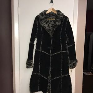 Reversible Suede & Faux Fur trench coat